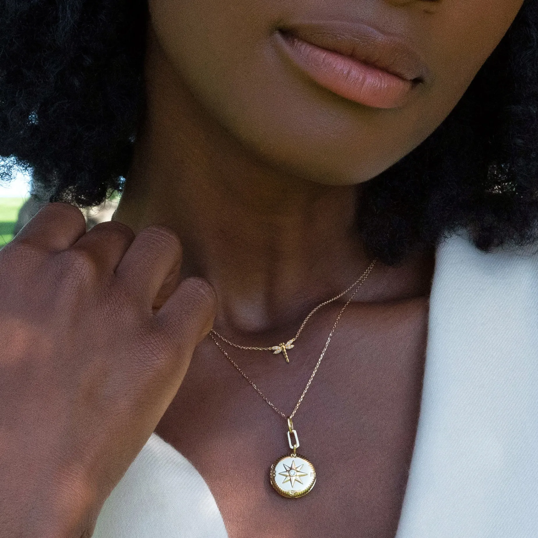 Adventure Compass Gold Engraved Locket Necklace