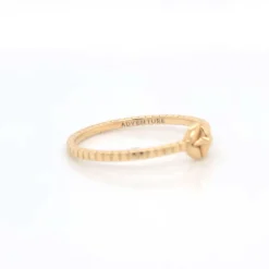 Adventure Compass Poesy 18K Gold Stackable Ring