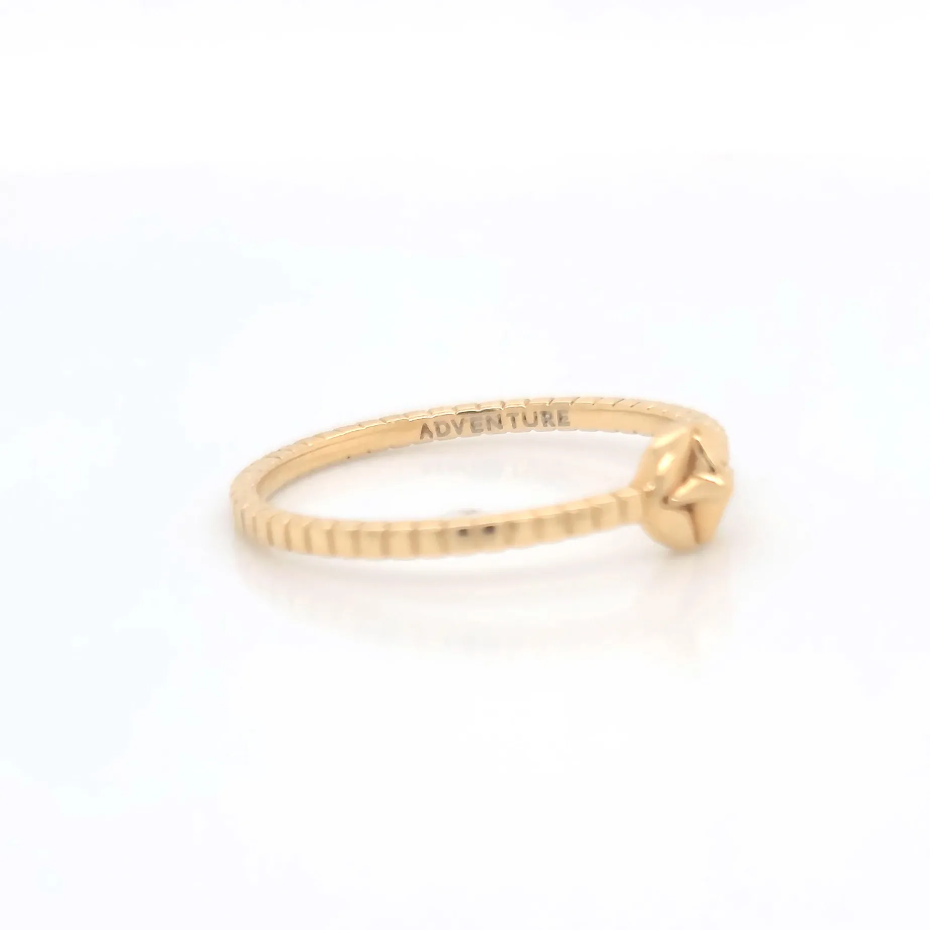 Adventure Compass Poesy 18K Gold Stackable Ring