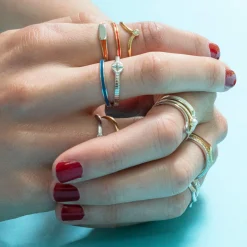 Adventure Compass Poesy Sterling Silver Stackable Ring