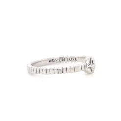 Adventure Compass Poesy Sterling Silver Stackable Ring