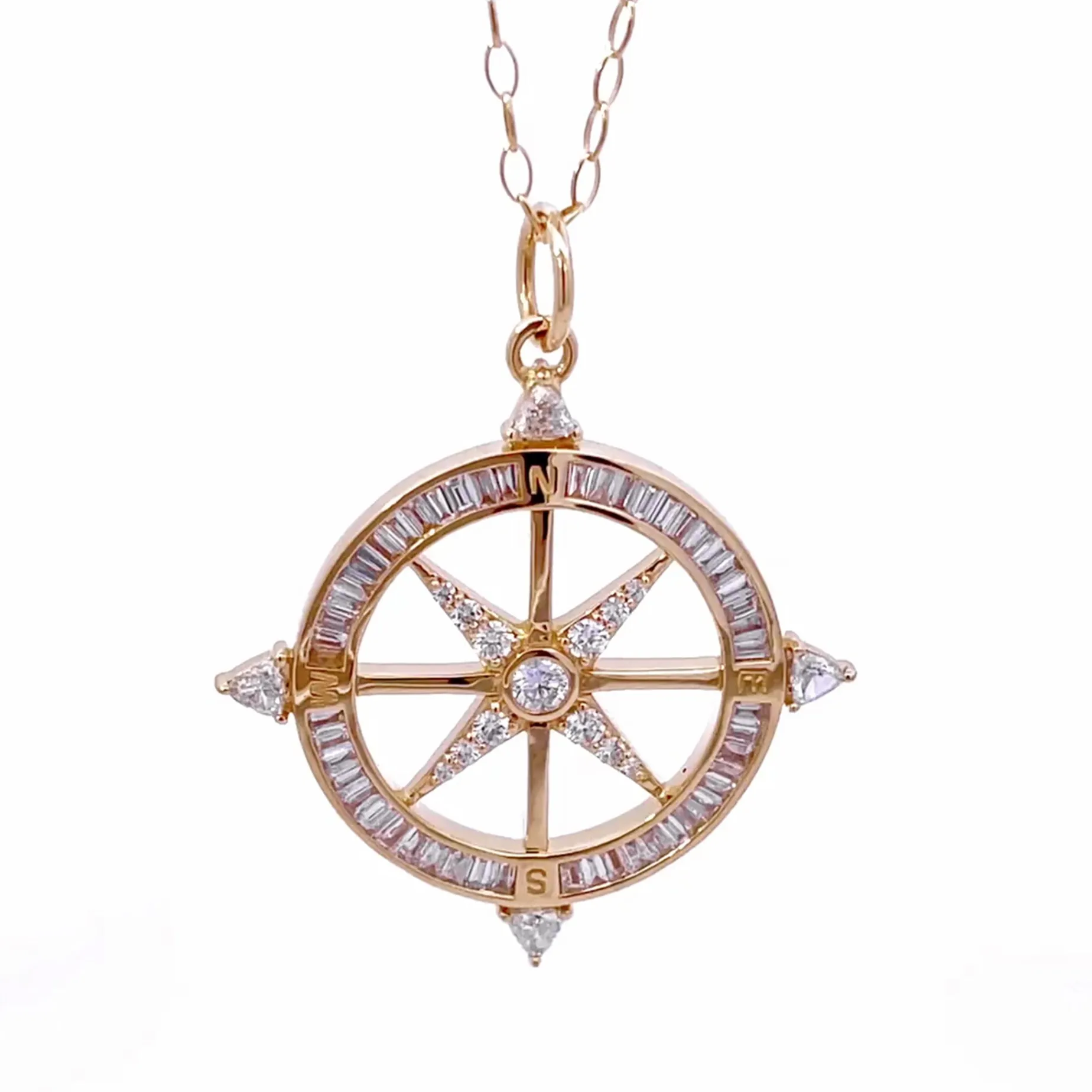 Adventure Diamond Compass Necklace