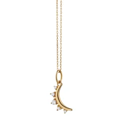 April Diamond "Moon" 18K Gold Birthstone Necklace