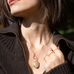 April Diamond "Moon" 18K Gold Birthstone Necklace