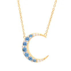 Aquamarine Midi Crescent Moon Necklace