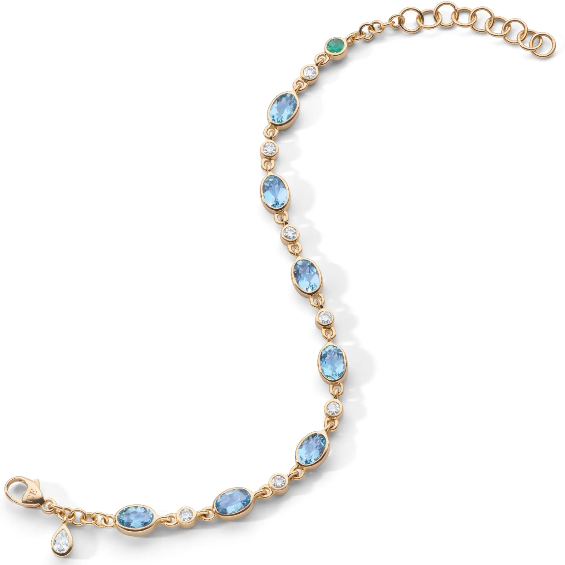 Aquamarine Tennis Bracelet in 18K Gold