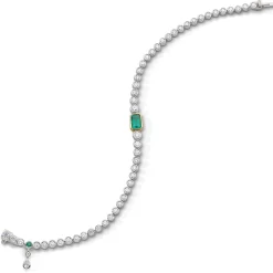 Bezel Set Diamond & Emerald Tennis Bracelet