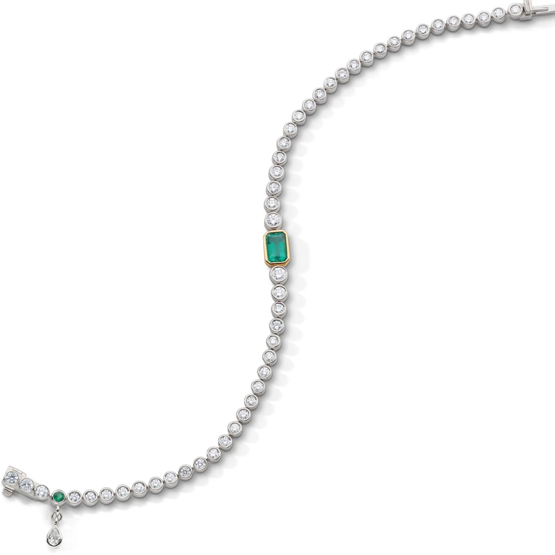 Bezel Set Diamond & Emerald Tennis Bracelet