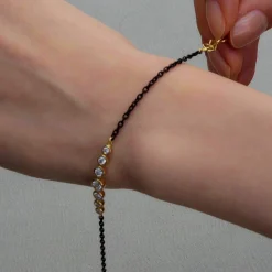 Bezel Set Round Diamond and Black Steel Tennis Bracelet