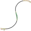 Bezel Set Round Emerald and Black Steel Tennis Bracelet
