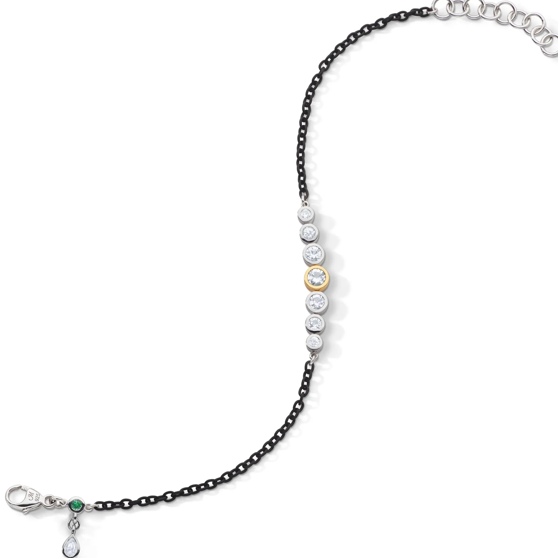Bezel Set Sapphire & Black Steel Tennis Bracelet