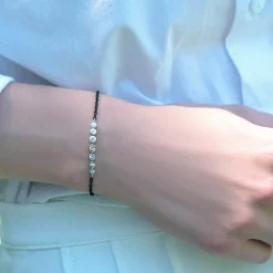 Bezel Set Sapphire & Black Steel Tennis Bracelet