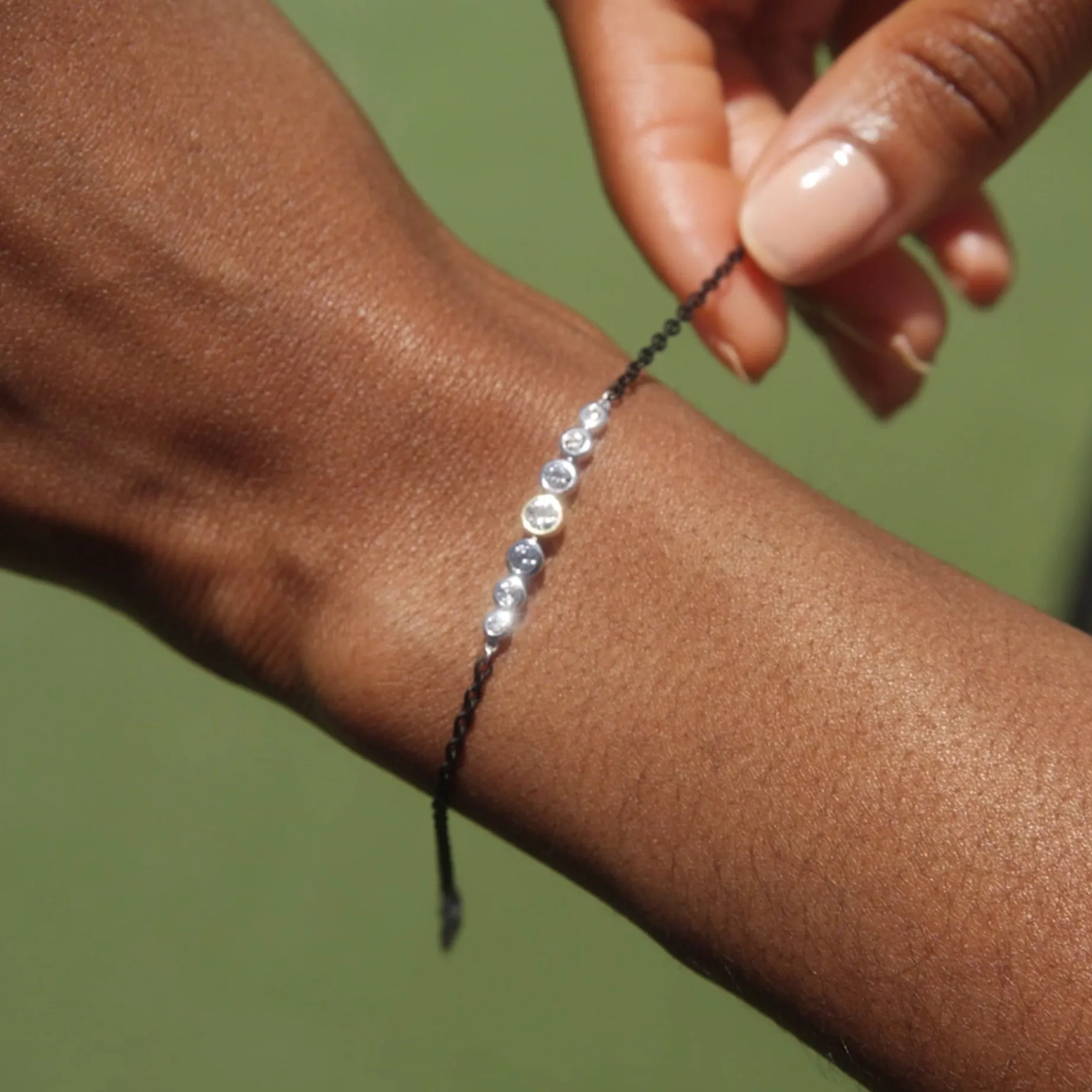 Bezel Set Sapphire & Black Steel Tennis Bracelet