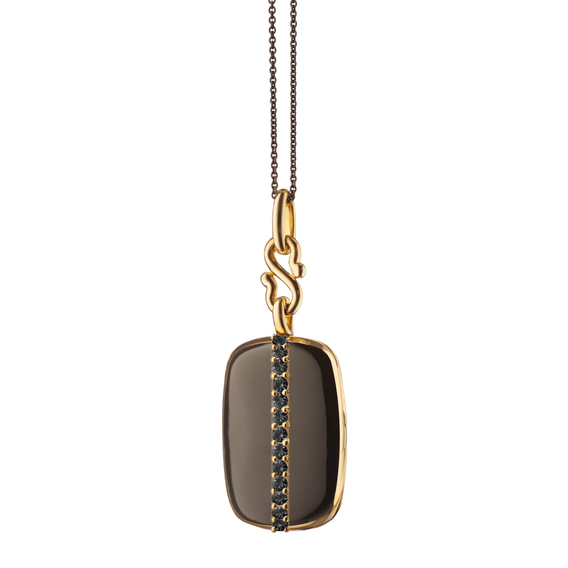 Black Enamel Vermeil "Britt" Locket with Black Diamonds