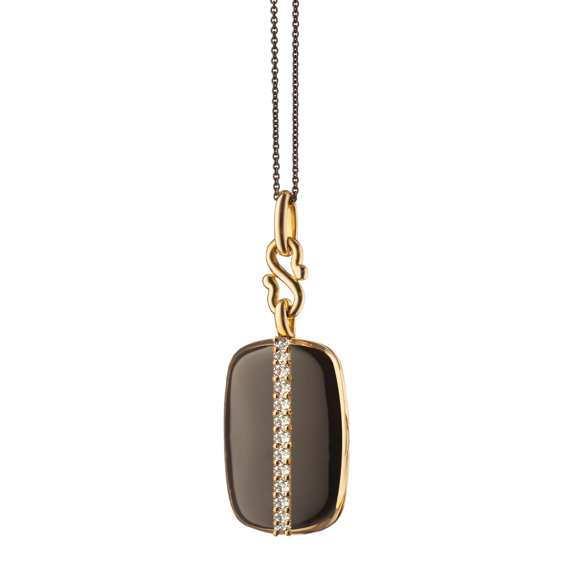 Black Enamel Vermeil "Britt" Locket with White Diamonds
