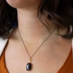 Black Enamel Vermeil "Britt" Locket with Black Diamonds