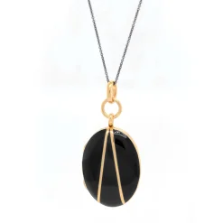 Black Enamel Vermeil Oval Locket