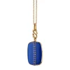 Blue Enamel 18K Yellow Gold "Britt" Locket with Blue Sapphires