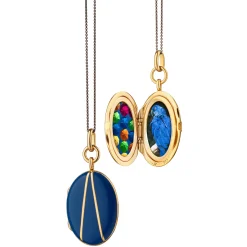Blue Enamel Vermeil Oval Locket