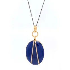 Blue Enamel Vermeil Oval Locket