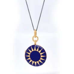 Blue Enamel Vermeil Round Locket