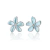 Blue Topaz Doublet Flower Stud Earrings