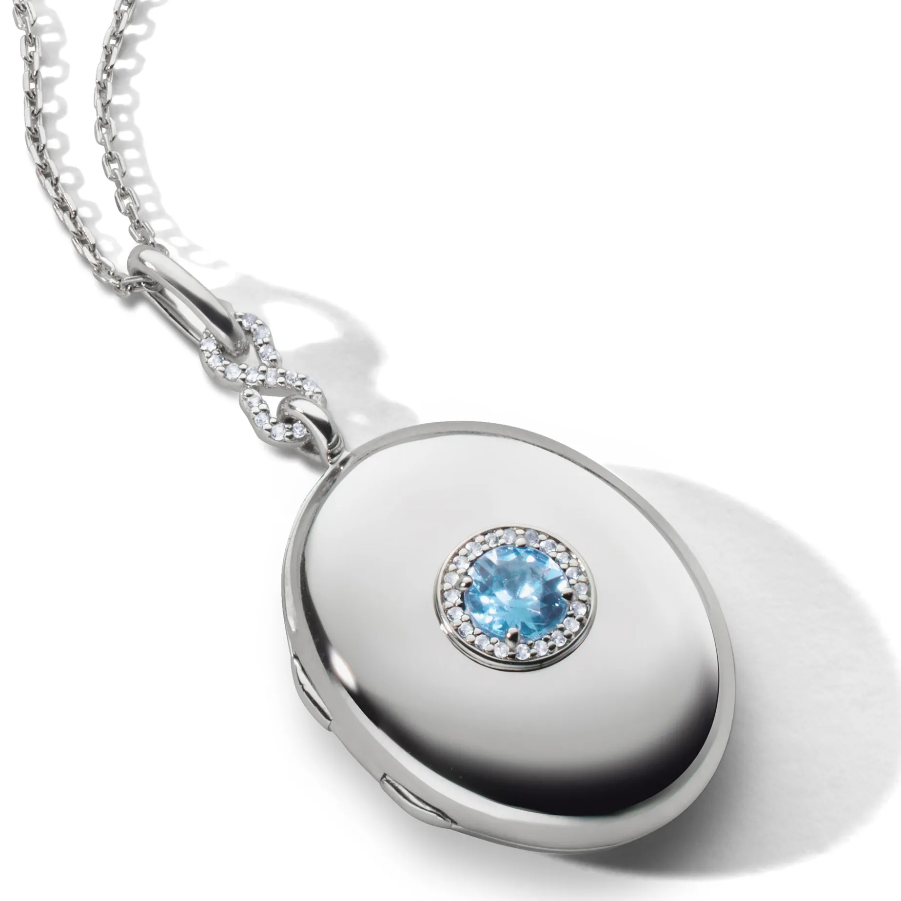 Blue Topaz Infinity Locket Necklace