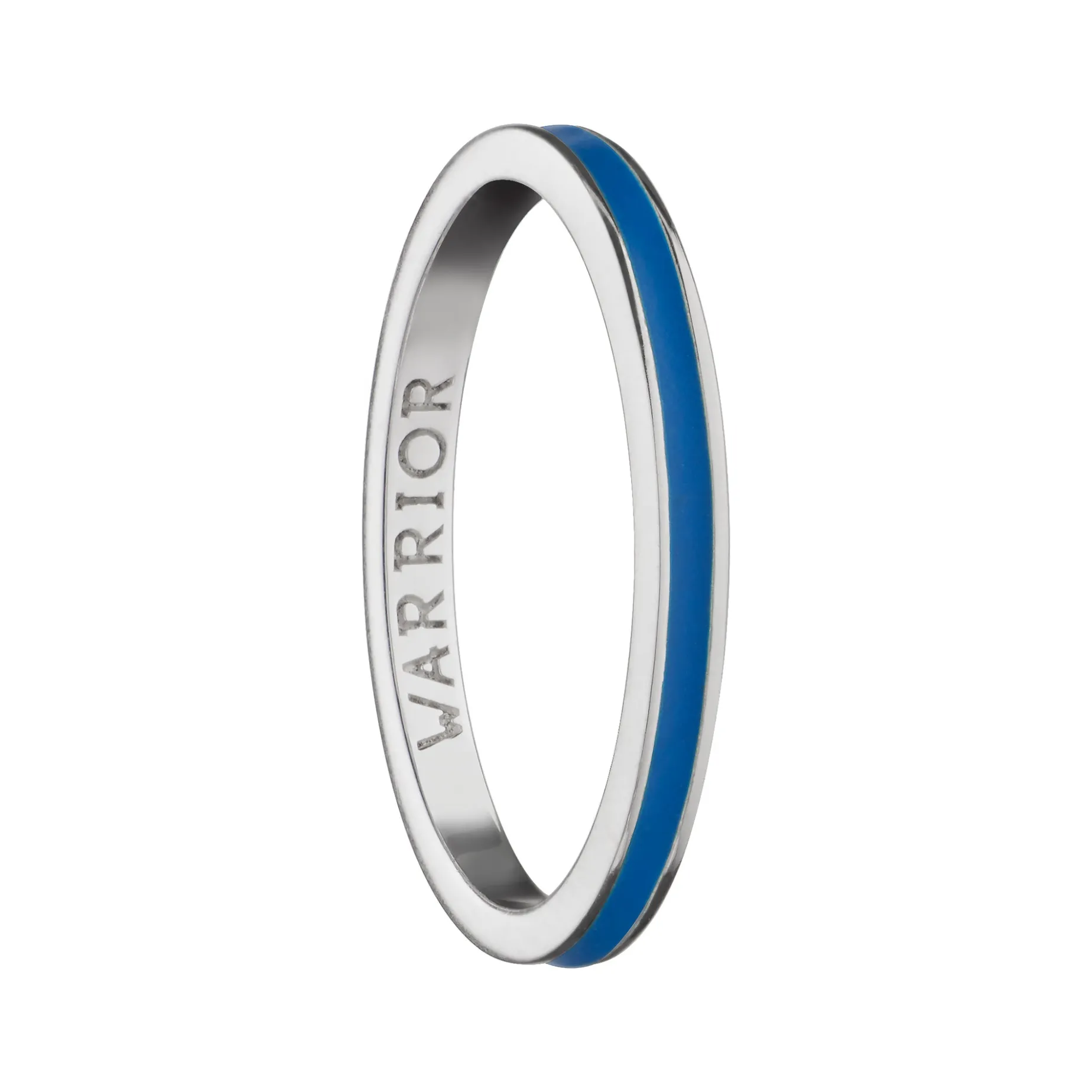 Blue "Warrior" Poesy Stackable Ring