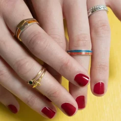 Blue "Warrior" Poesy Stackable Ring