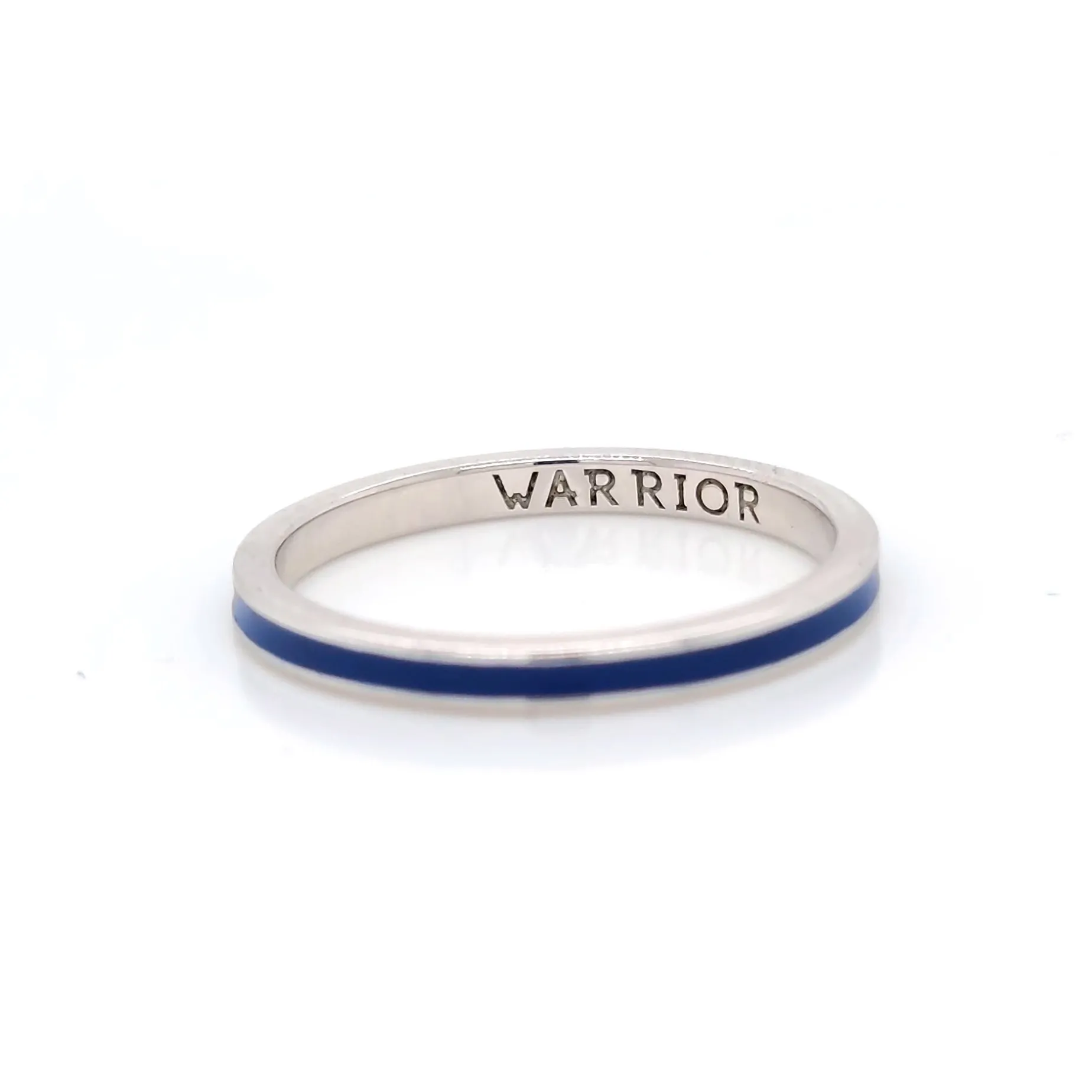 Blue "Warrior" Poesy Stackable Ring