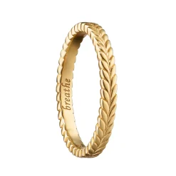 Breathe Leaf Poesy Slim 18K Gold Stackable Ring