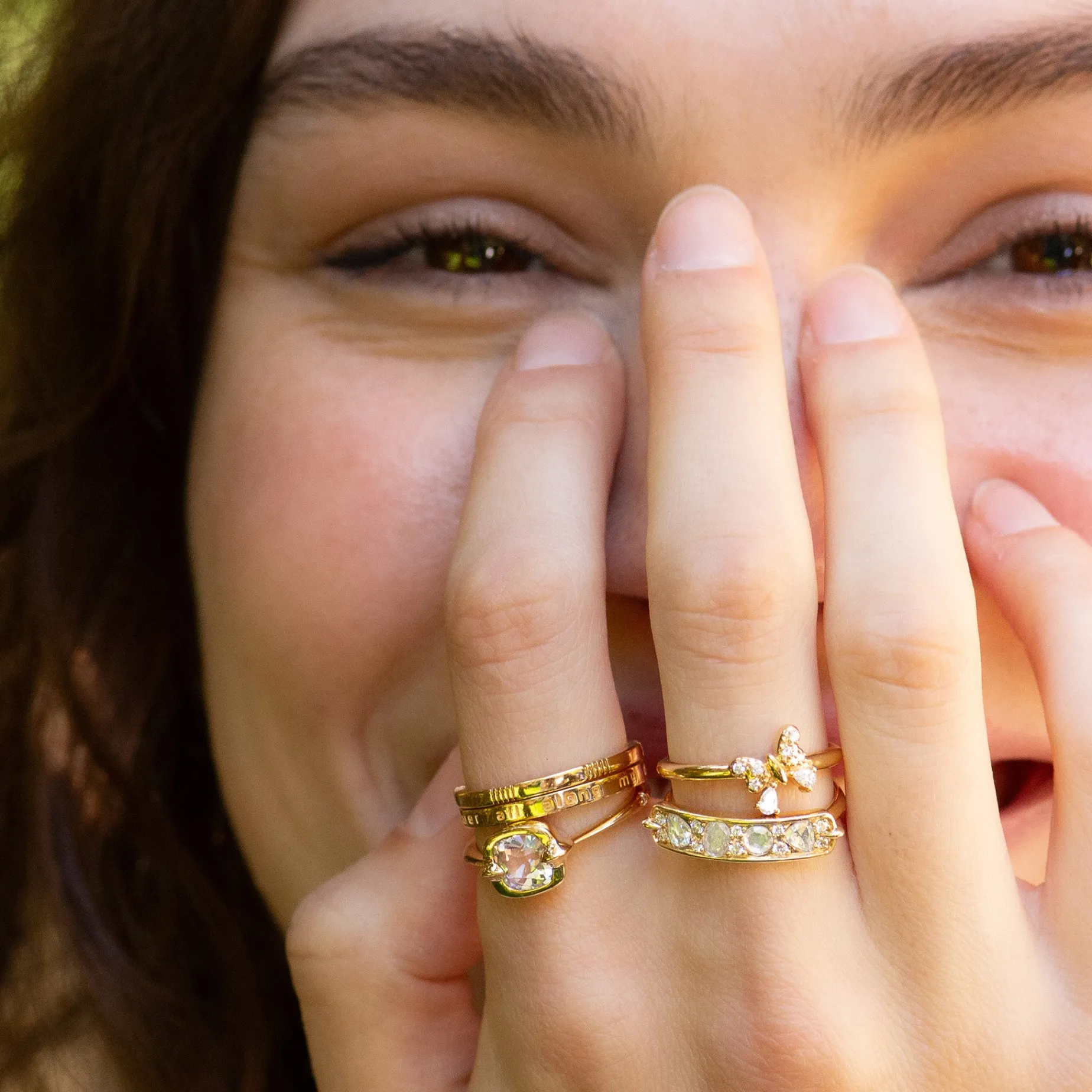 “Carpe Diem” Rose Cut Diamond Stackable Ring