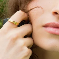 Carpe Diem Striped Poesy Stackable Ring