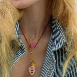 18" "Design Your Own" Garnet Charm Chain Necklace, 2 Charm Stations