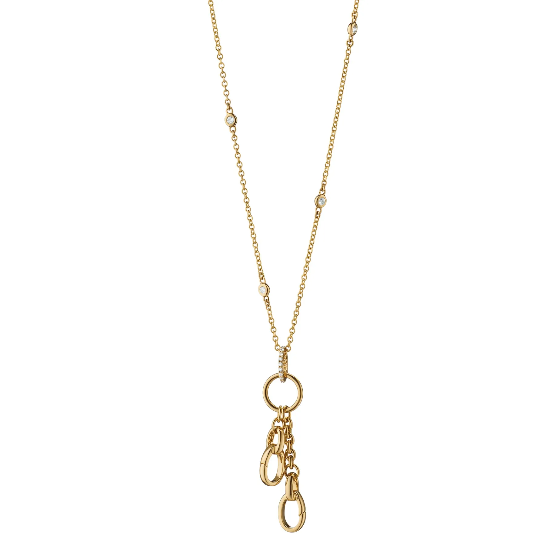 18" "Design Your Own" Small Charm Chain Necklace with Diamonds, 2 Charm Stations