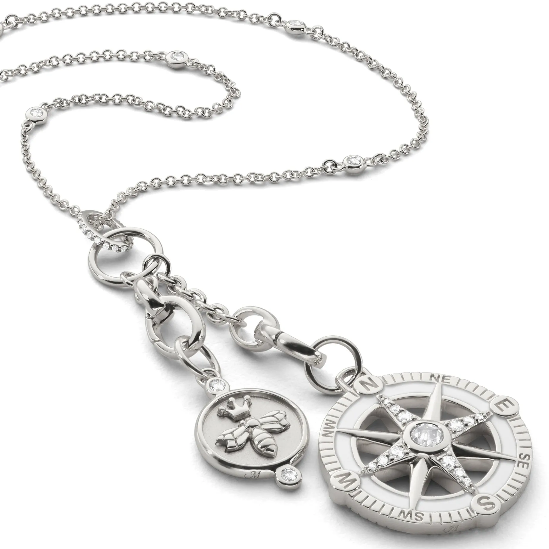 18" "Design Your Own" Small Charm Chain Necklace with Sapphires, 2 Charm Stations