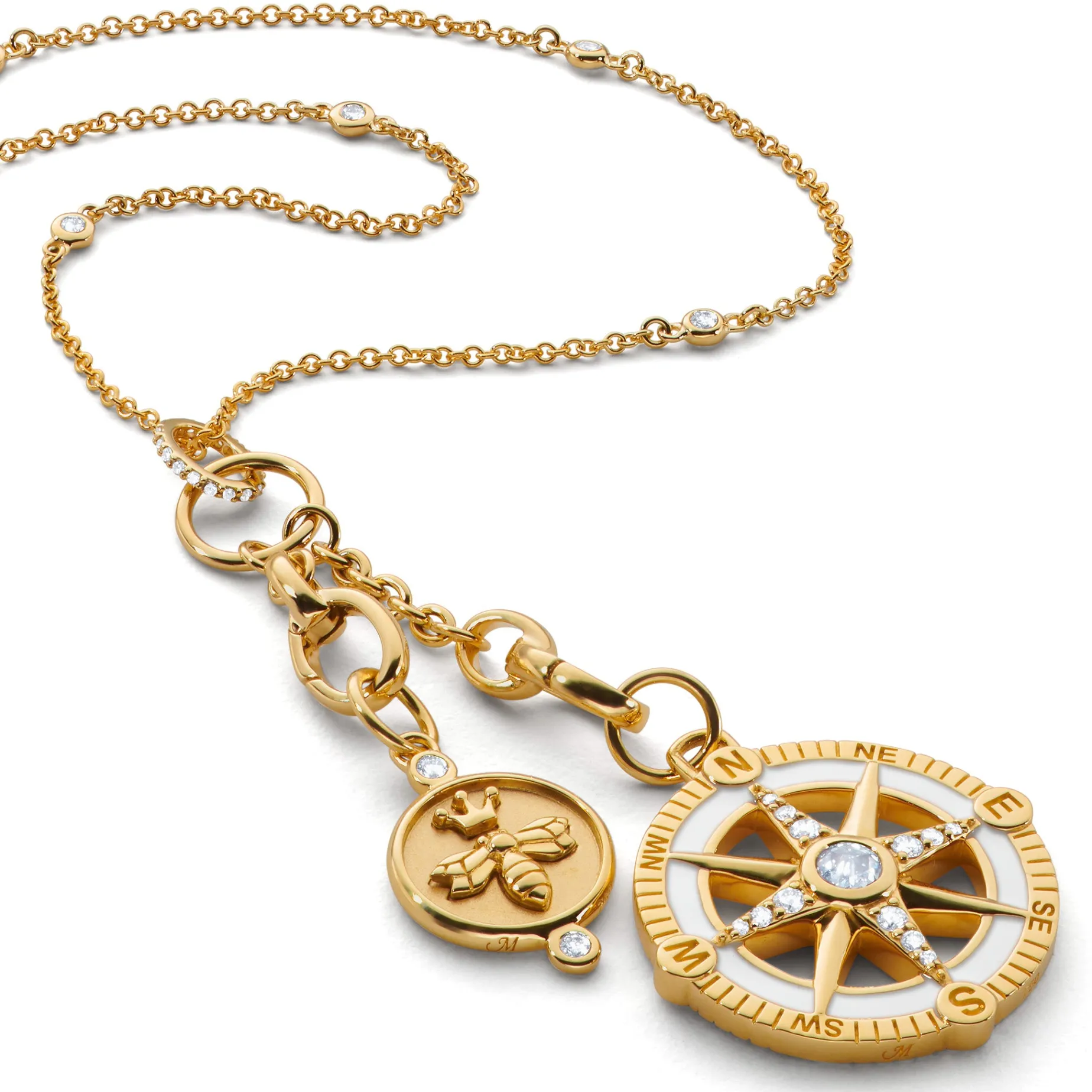 18" "Design Your Own" Small Charm Chain Necklace with Diamonds, 2 Charm Stations