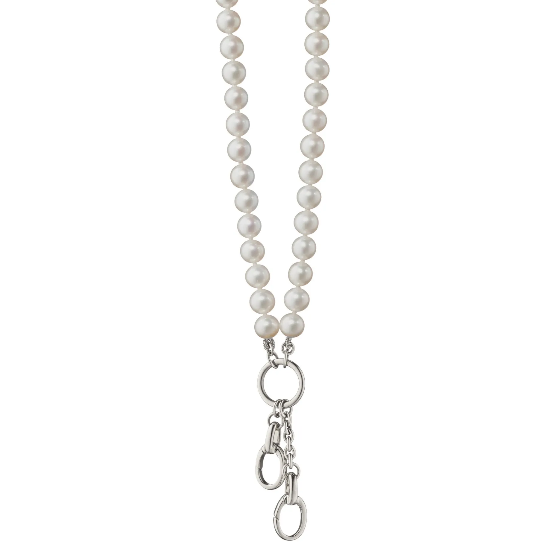 18" "Design Your Own" Sterling Silver Pearl Charm Chain Necklace, 2 Charm Stations