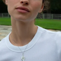 Diamond Sterling Silver Oval Locket Necklace