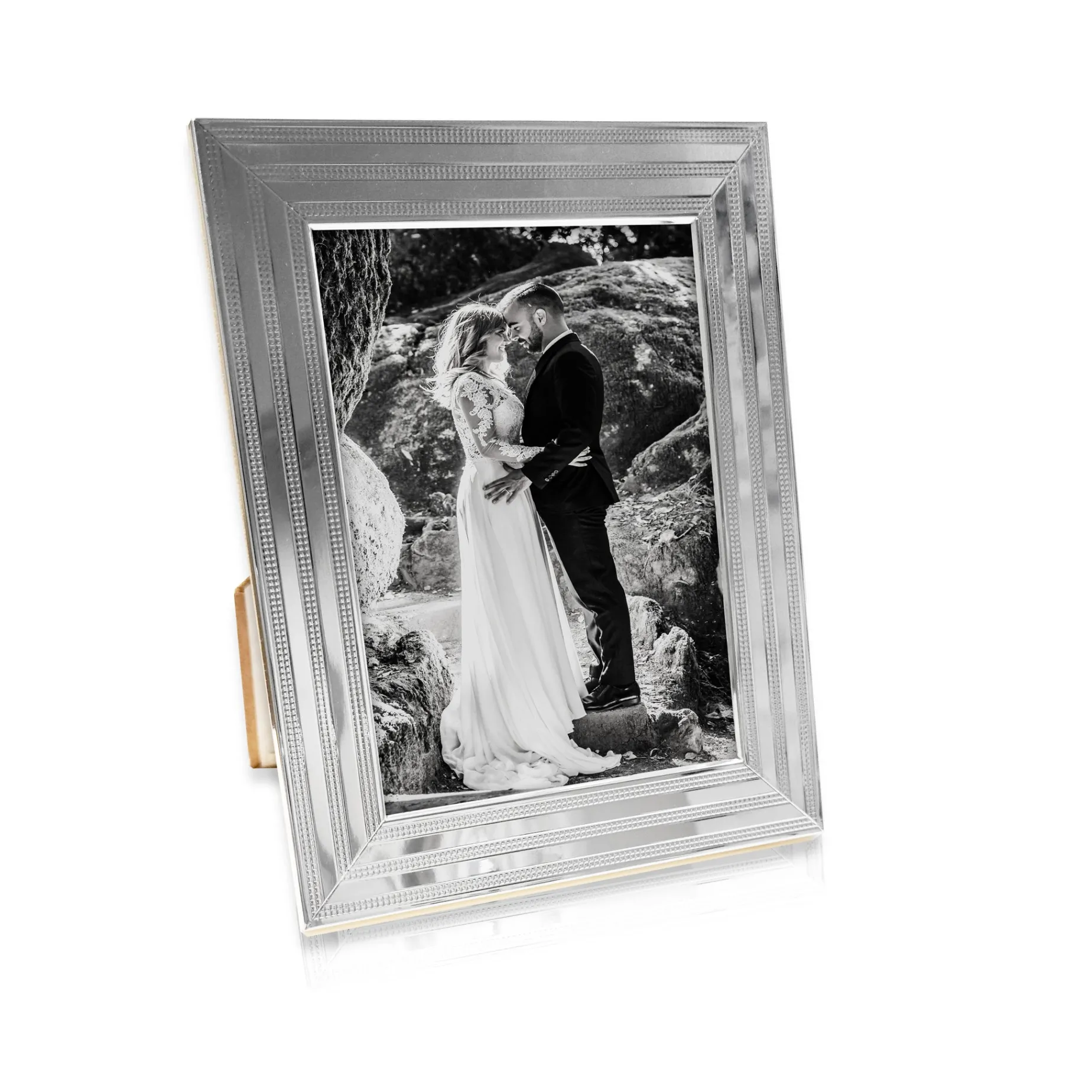 Dotted Pinstripe Silver Frame