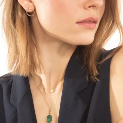 Elle Aventurine Stone Slim Locket Necklace