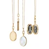 Elle Stone Slim 18K Yellow Gold Locket Necklace