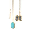 “Elle” Turquoise Stone Slim Locket Necklace