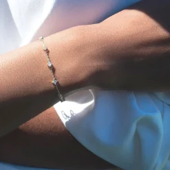 Fancy Cut Staggered Rock Crystal Tennis Bracelet