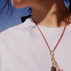 Fearless Rhodolite and Pave Pink Sapphire Shield and "Viv" Cushion Locket Charm Necklace