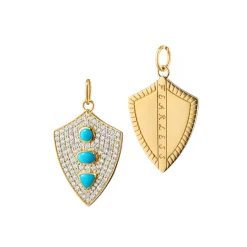 Fearless Shield with Turquoise and Pave Diamonds