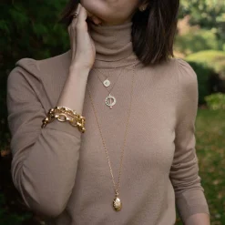 Four Image "Midi" 18K Gold Starburst Locket Necklace