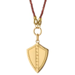 Garnet Fearless Shield Necklace with Pink Sapphires and Rhodolite