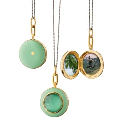 Green Enamel and Vermeil Locket with Green Amethyst