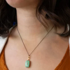 Green Enamel Vermeil "Britt" Locket with Emeralds